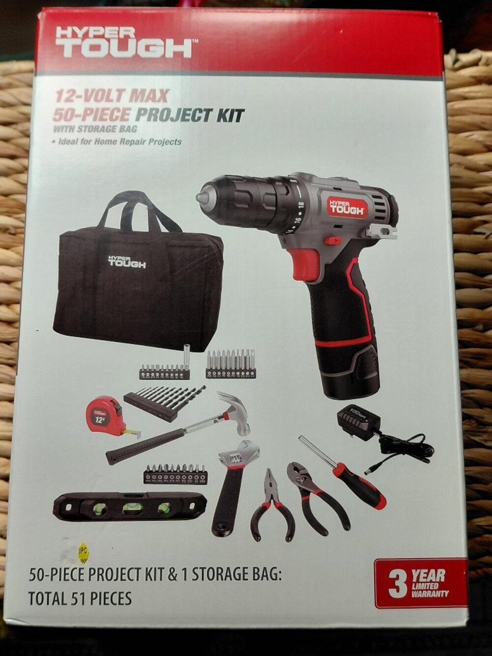 Hyper Tough 12V Max Cordless 3/8-inch Drill Driver 50-Piece Project Kit NIB